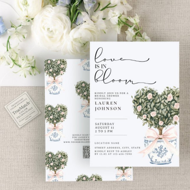 Convites QR Code Love in Bloom Chinoiserie Bridal Shower (Criador carregado)