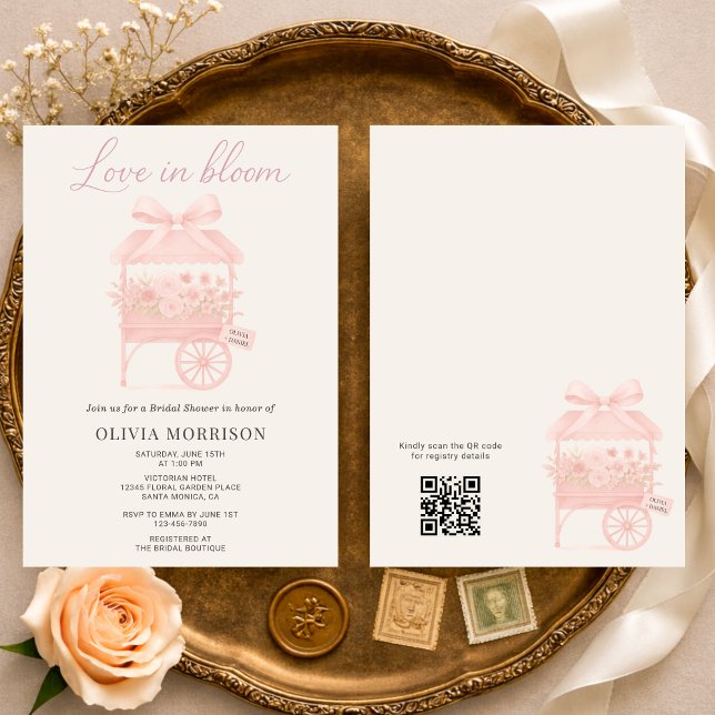 Convites QR Code Love in Bloom Flower Market Bridal Shower (Criador carregado)
