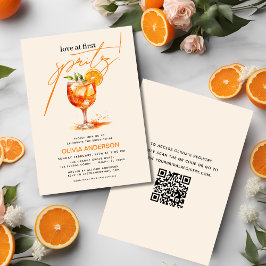 Convites QR Code Love in First Spritz Orange Chá de panela