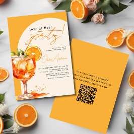 Convites QR Code Love in First Spritz Orange Chá de panela