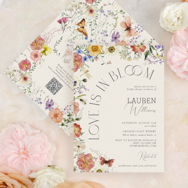 Convites QR Code Love Is In Bloom Wildflower Bridal Shower (Criador carregado)