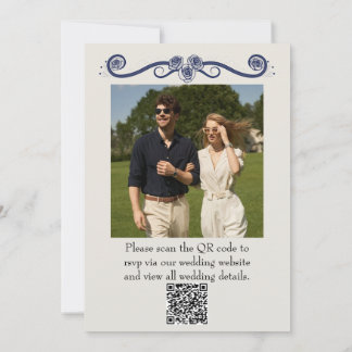 Convites QR Code Photo Wedding Invitation | Elegant Boho 