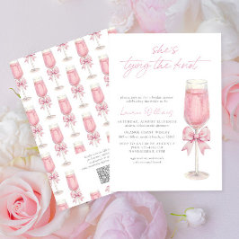 Convites QR Code Pink Bow Shes Tying the Knot Bridal Shower
