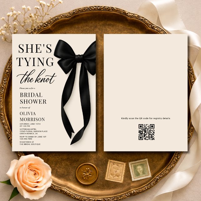 Convites QR Code She's Tying The Knot Bridal Shower  (Criador carregado)