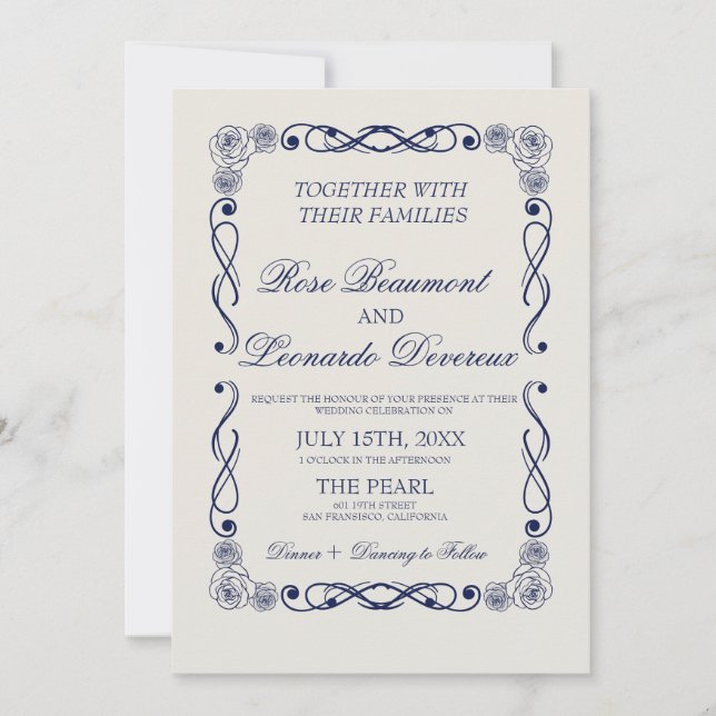 Convites QR Code Wedding Invitation | Elegant Old Money (Frente)