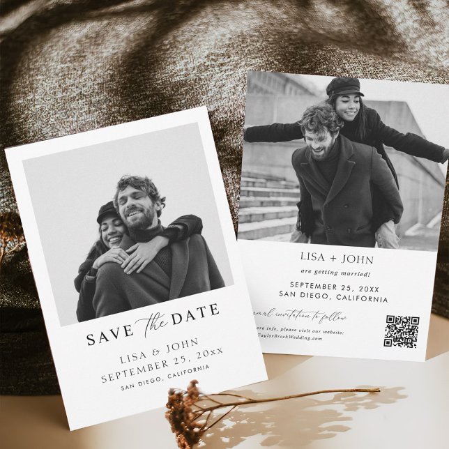 Convites Qr Code Wedding Save the Date Photo  (Criador carregado)