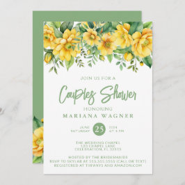 Convites QR Code Yellow Sage Floral Couples Shower 