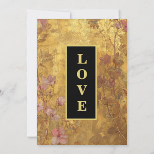 Convites *~ QR  Gold AMOR AR66 RSVP Casamento Vintage