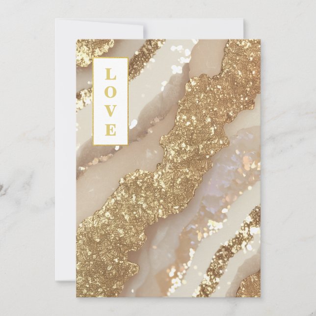 Convites *~ QR Ivory LOVE AR66 RSVP Agate Wedding (Frente)