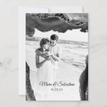 *~* QR PHOTO RSVP AR13 AGATE Black Wedding Invi