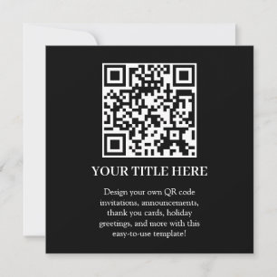 Convites QR Preto Design Quadrado Minimalista Moderno