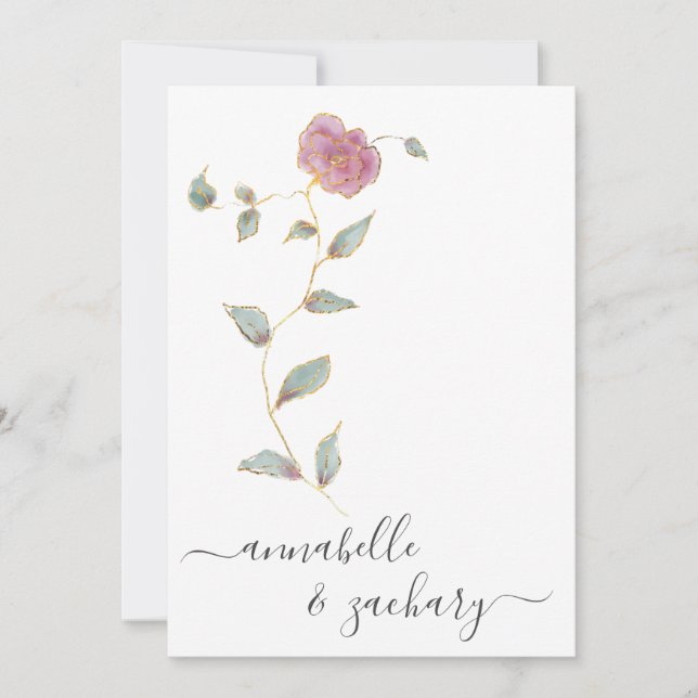 Convites *~* QR Rosa de RSVP SIMPLLE Dourado Glitter AR12 C (Frente)