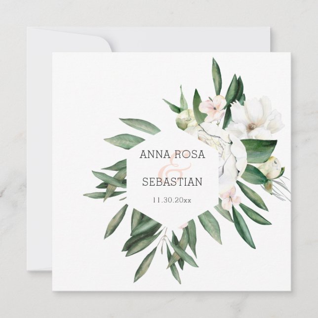 Convites *~* QR RSVP AR15 Flowers Frame Wedding (Frente)