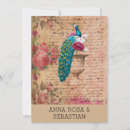 Convites *~* QR RSVP Peacock Vinaage Victorian AR24 Wedding