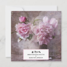 *~* QR RSVP Vintage Art Peony Floral AR23 WEDDING