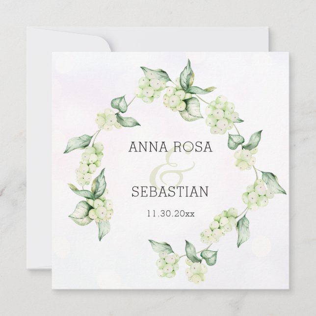 Convites *~* QR Winter Snow Berry AR12 Boho RSVP Casamento (Frente)