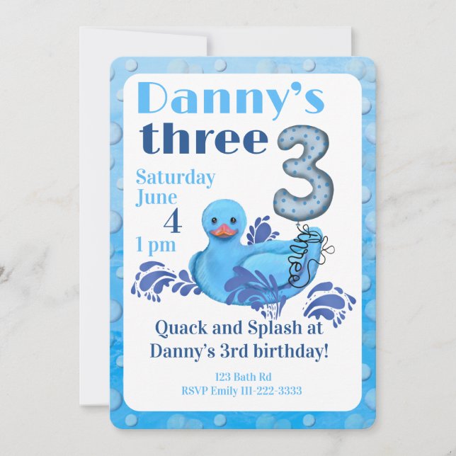 Convites Quack and Splash Duck 3rd Birthday Invitation (Frente)