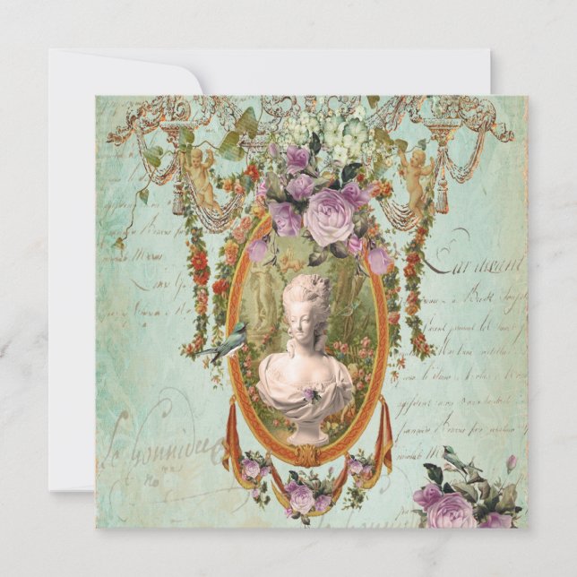 Convites Quadrado antigo dos jardins de Marie Antoinette (Frente)