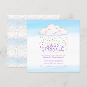 Convites Quadrado de aquarela de bebê doce de nuvem