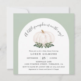 Convites Quadrado de Chá de fraldas de Abóbora Branca