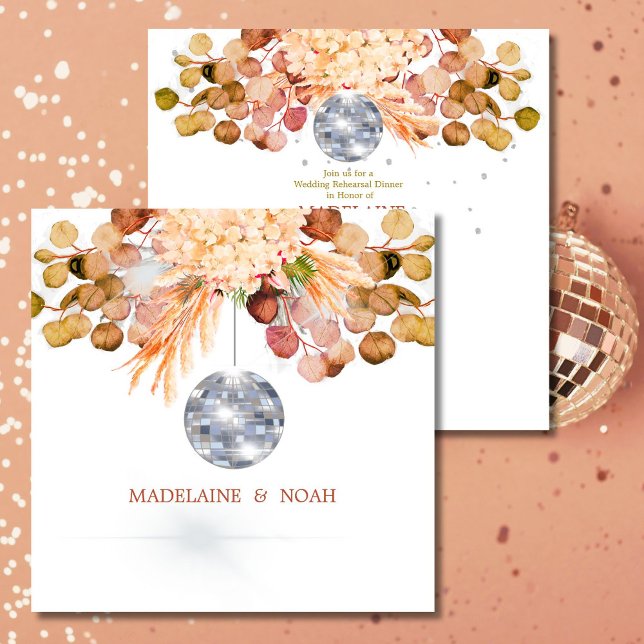 Convites Quadrado de Ensaio de Casamento Elegante Floral de (Criador carregado)