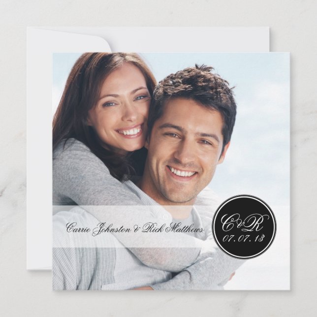Convites Quadrado dobro simples do casamento da foto das (Frente)