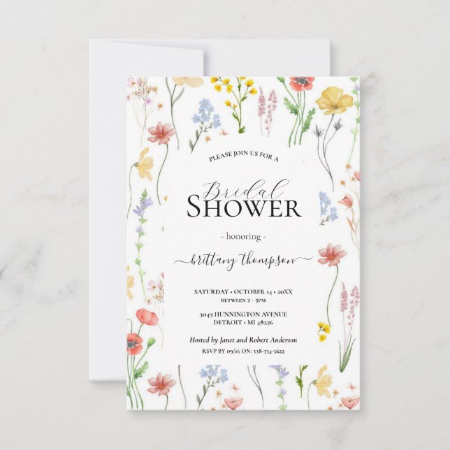 Convites quadrado, elegante floral moderno, licença botânic (Frente)