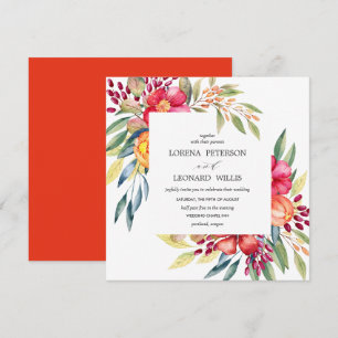 Convites Quadrado rústico ELEGANTE moderno pintado da flor