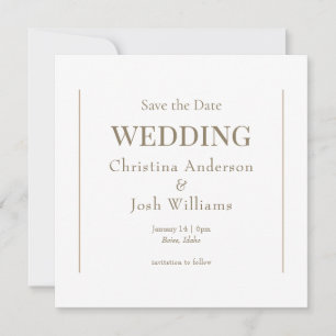 Convites Quadrado Save the Date de Casamento Branco