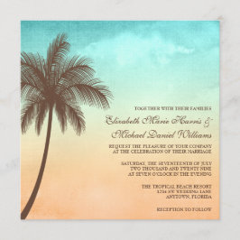 Convites Quadrado tropical do casamento da palmeira da