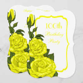 Convites Quadrinho Amarelo Rosas 100º Aniversário