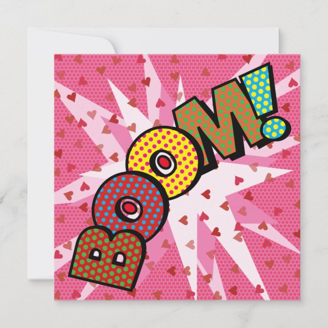 Convites Quadrinho Colorido Divertido BOOM Moderno (Frente)