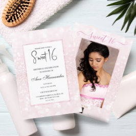 Convites Quadrinho elegante brilhante cor-de-rosa brilhante