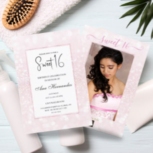 Convites Quadrinho elegante brilhante cor-de-rosa brilhante