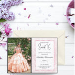 Convites Quadrinho elegante brilhante cor-de-rosa brilhante<br><div class="desc">Um chá brilhante,  moderno,  bonito e elegante,  rosa com um bloco cor-de-rosa branco pastel convite de aniversário Sweet 16.</div>