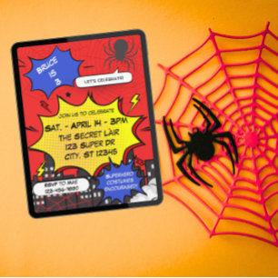 Convites Quadrinhos de Aniversário do Super-Herói Aranha