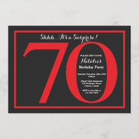 Quadro 70 de Aniversário Vermelho e Preto