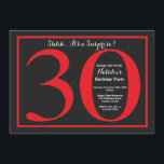 Convites Quadro aniversário de 30 anos vermelho e preto Sur<br><div class="desc">Convite para aniversário de 30 anos surpresa. Festas de aniversário Vermelha e Negra Convidam com Fundo de Quadro. Surpresa Aniversário. Aniversário Adulto. Homens ou Mulheres no Bday Bash Party.
Para mais personalização,  clique no botão "Personalizar" e use a ferramenta design para modificar este modelo.</div>