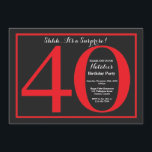 Convites Quadro aniversário de 40 anos vermelho e preto Sur<br><div class="desc">Convite para aniversário de 40 anos surpresa. Festas de aniversário Vermelha e Negra Convidam com Fundo de Quadro. Surpresa Aniversário. Aniversário Adulto. Homens ou Mulheres no Bday Bash Party.
Para mais personalização,  clique no botão "Personalizar" e use a ferramenta design para modificar este modelo.</div>