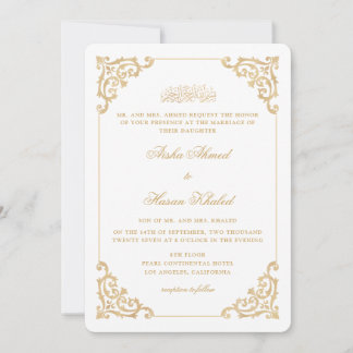 Convites Quadro Antigo Barroco Dourado Branco Casamento Muç