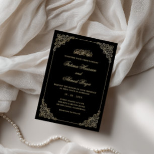 Convites Quadro Antigo Barroco Dourado Casamento Muçulmano