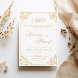 Convites Quadro Antigo Opulento Dourado Branco Casamento Mu
