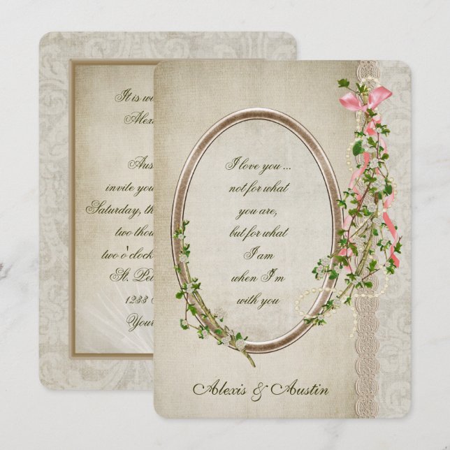 Convites Quadro antigo para Verso de Casamento (Frente/Verso)