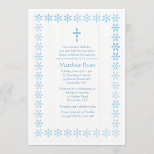 Convites Quadro azul da flor do estêncil