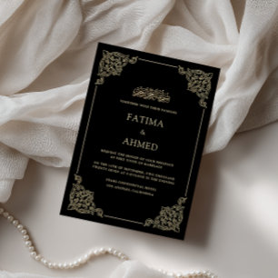 Convites Quadro Barroco Dourado Antigo Casamento Muçulmano 