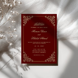 Convites Quadro Barroco Dourado Ornate Casamento Muçulmano