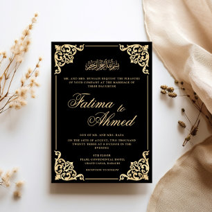 Convites Quadro Barroco Opulento Dourado Preto Casamento Mu