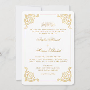 Convites Quadro Barroco Vitoriano Dourado Branco Casamento