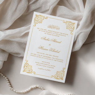 Convites Quadro Barroco Vitoriano Dourado Branco Casamento