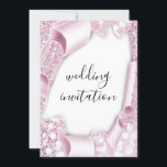 Convites Quadro brilhante branco cor-de-rosa com efeito de<br><div class="desc">Convite de vidro moderno Elegante FlorenceK design</div>
